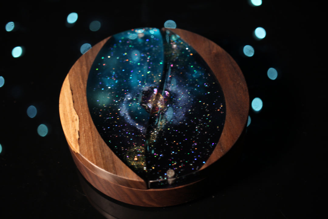 Two Galaxies, One Fate Wood and Epoxy Dice Box for Dungeons and Dragons or Any Dice Game