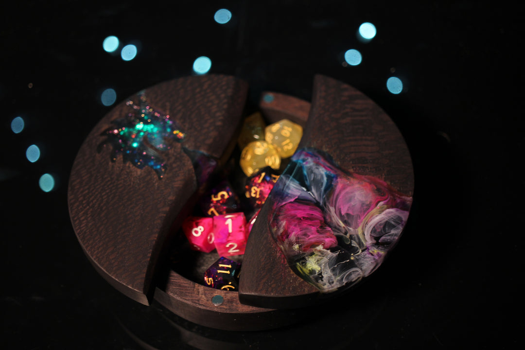 Crystal Dragon's Breath Wood and Epoxy Dice Box for Dungeons and Dragons or Any Dice Game