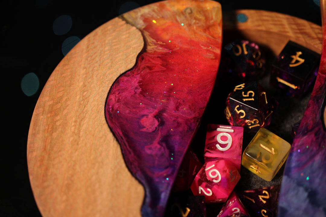 Sunset Wood and Epoxy Dice Box for Dungeons and Dragons or Any Dice Game