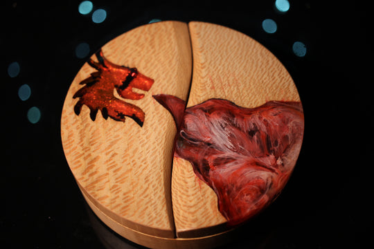 Dragon's Breath Wood and Epoxy Dice Box for Dungeons and Dragons or Any Dice Game