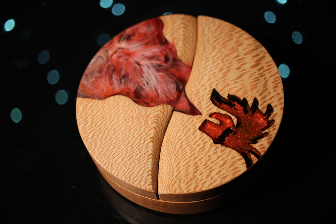 Dragon's Breath Wood and Epoxy Dice Box for Dungeons and Dragons or Any Dice Game