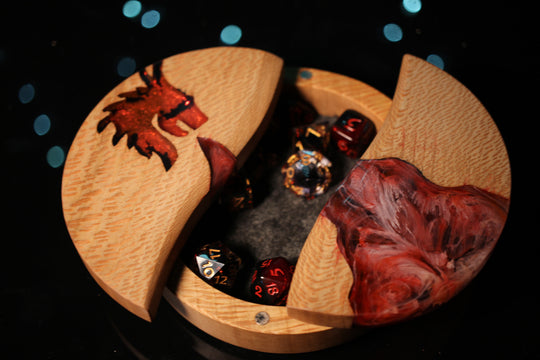 Dragon's Breath Wood and Epoxy Dice Box for Dungeons and Dragons or Any Dice Game