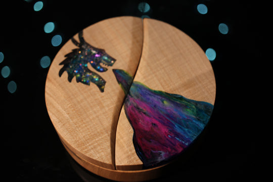 Crystal Dragon Wood and Epoxy Dice Box for Dungeons and Dragons or Any Dice Game