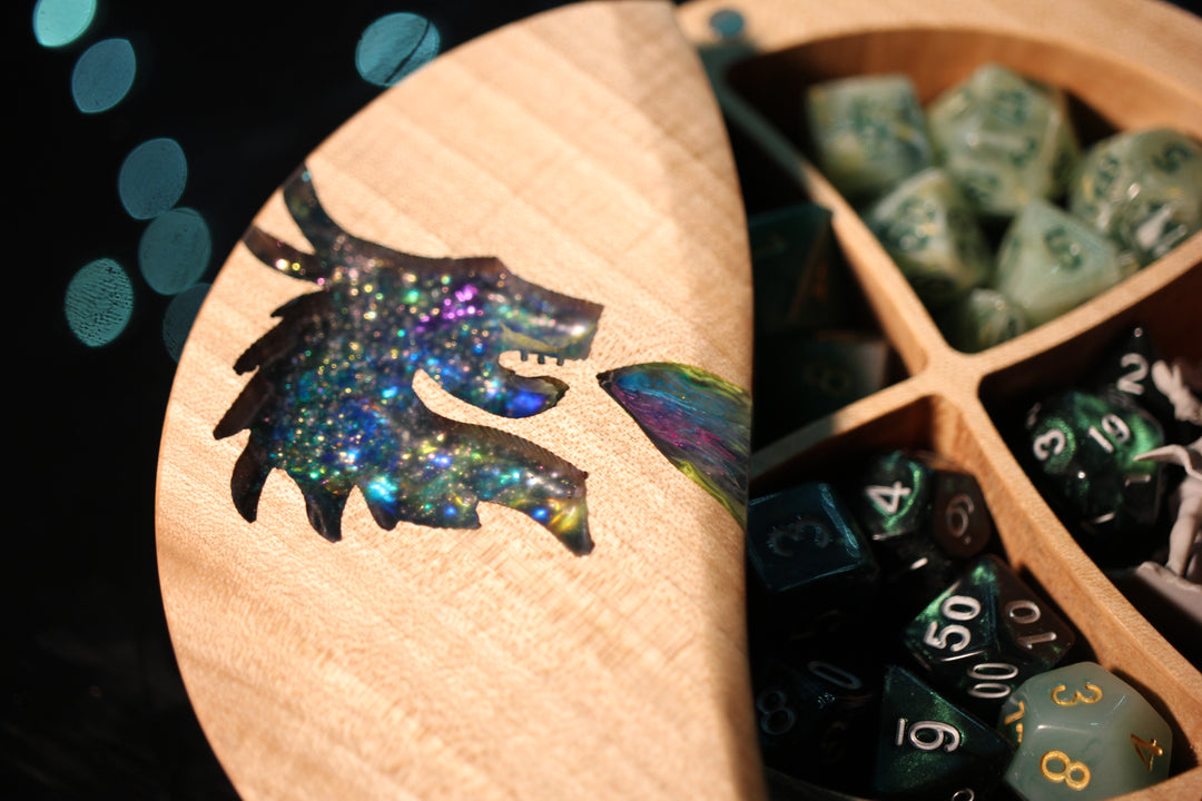 Crystal Dragon Wood and Epoxy Dice Box for Dungeons and Dragons or Any Dice Game