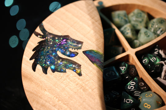 Crystal Dragon Wood and Epoxy Dice Box for Dungeons and Dragons or Any Dice Game