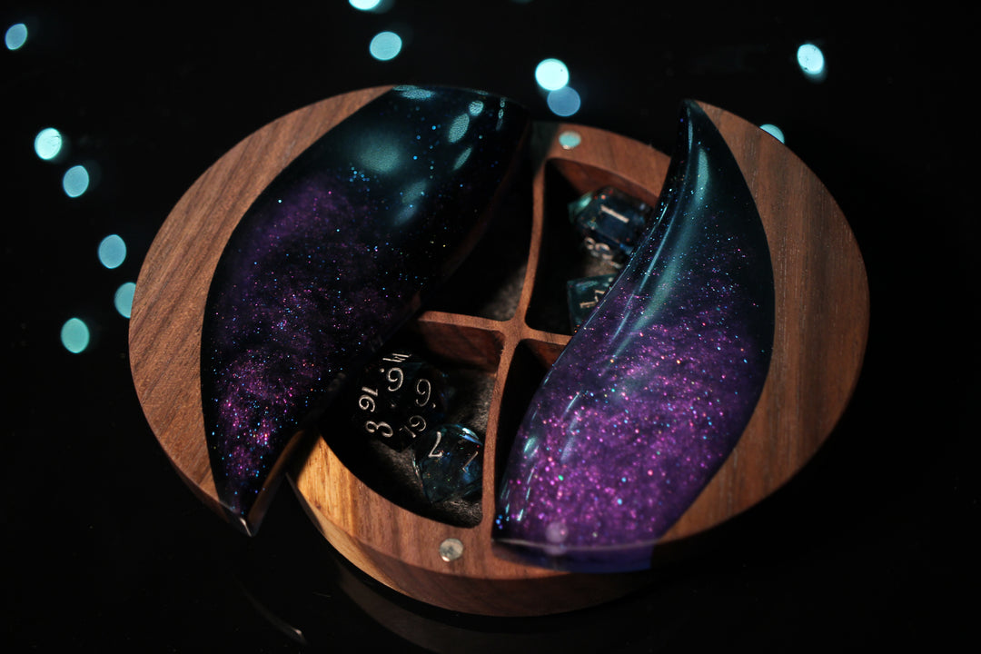 Purple and Black Wood and Epoxy Dice Box for Dungeons and Dragons or Any Dice Game