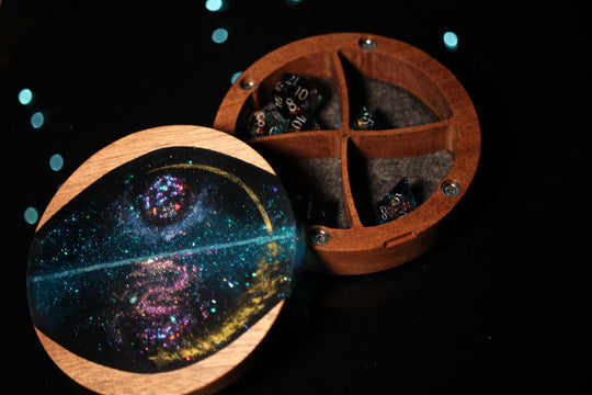 Fey Moon Rising Wood and Epoxy Dice Box for Dungeons and Dragons or Any Dice Game