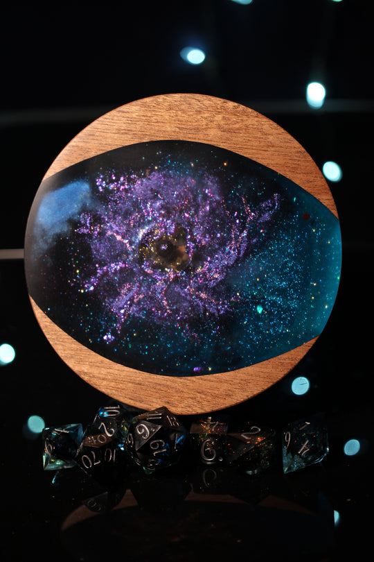 Purple Spiral Galaxy Wood and Epoxy Dice Box for Dungeons and Dragons or Any Dice Game