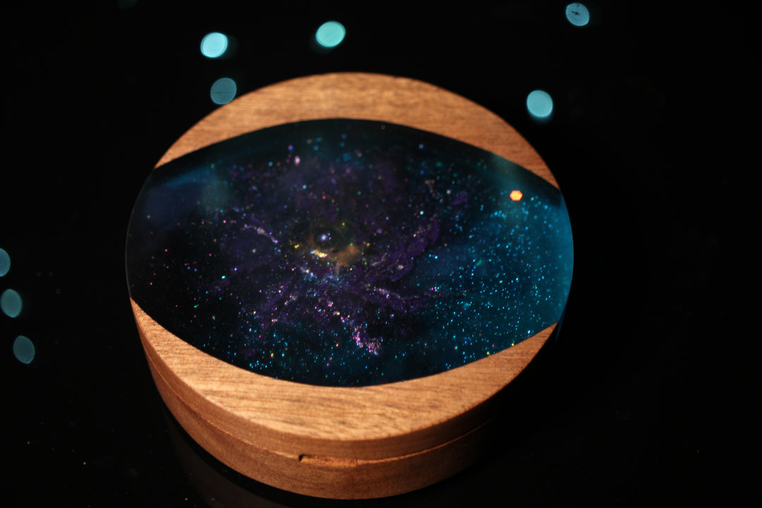 Purple Spiral Galaxy Wood and Epoxy Dice Box for Dungeons and Dragons or Any Dice Game