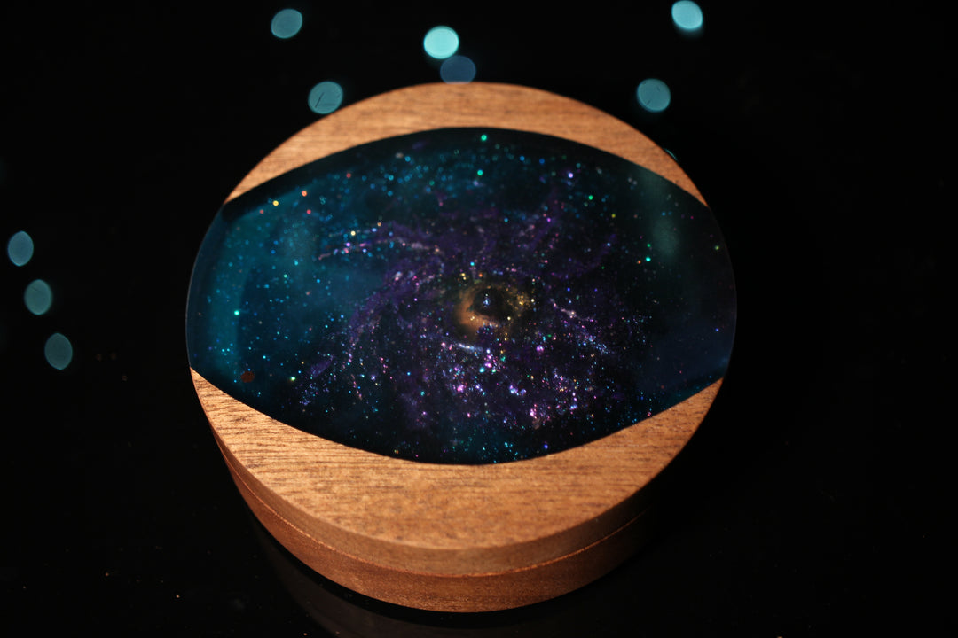 Purple Spiral Galaxy Wood and Epoxy Dice Box for Dungeons and Dragons or Any Dice Game