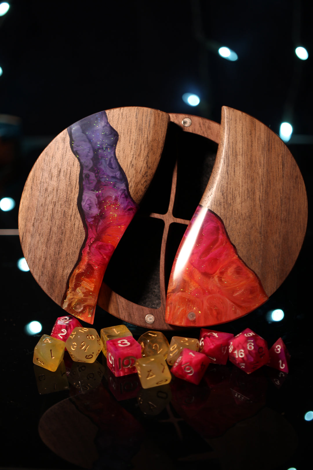 Sunset Wood and Epoxy Dice Box for Dungeons and Dragons or Any Dice Game