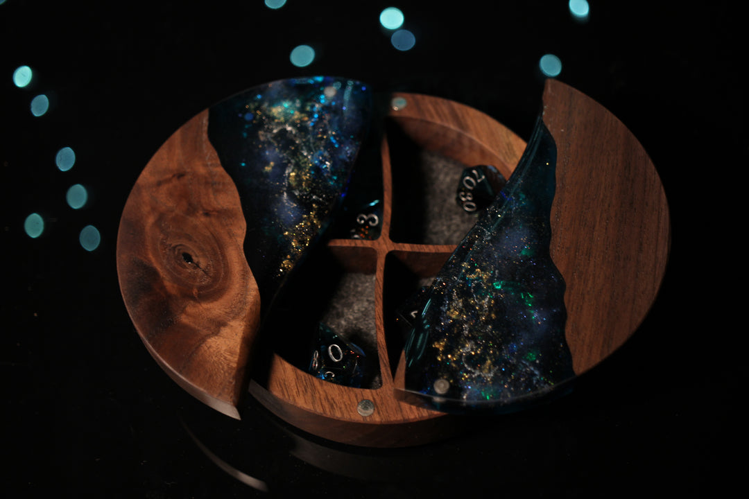 Night Sky Wood and Epoxy Dice Box for Dungeons and Dragons or Any Dice Game