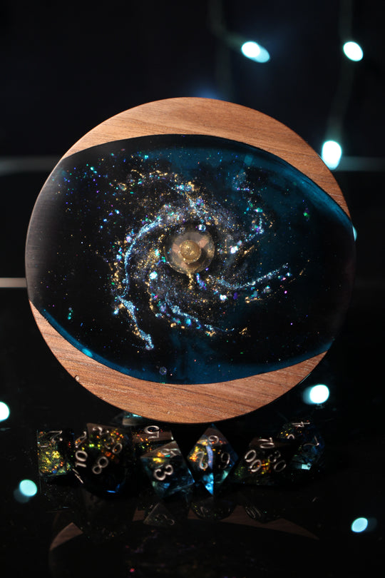 Spiral Galaxy Wood and Epoxy Dice Box for Dungeons and Dragons or Any Dice Game