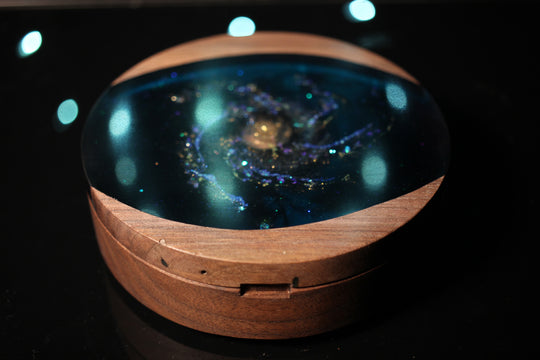 Spiral Galaxy Wood and Epoxy Dice Box for Dungeons and Dragons or Any Dice Game