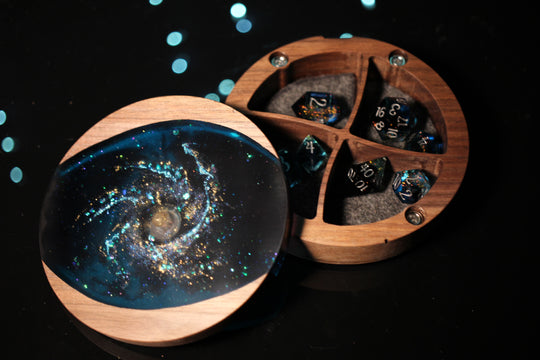 Spiral Galaxy Wood and Epoxy Dice Box for Dungeons and Dragons or Any Dice Game