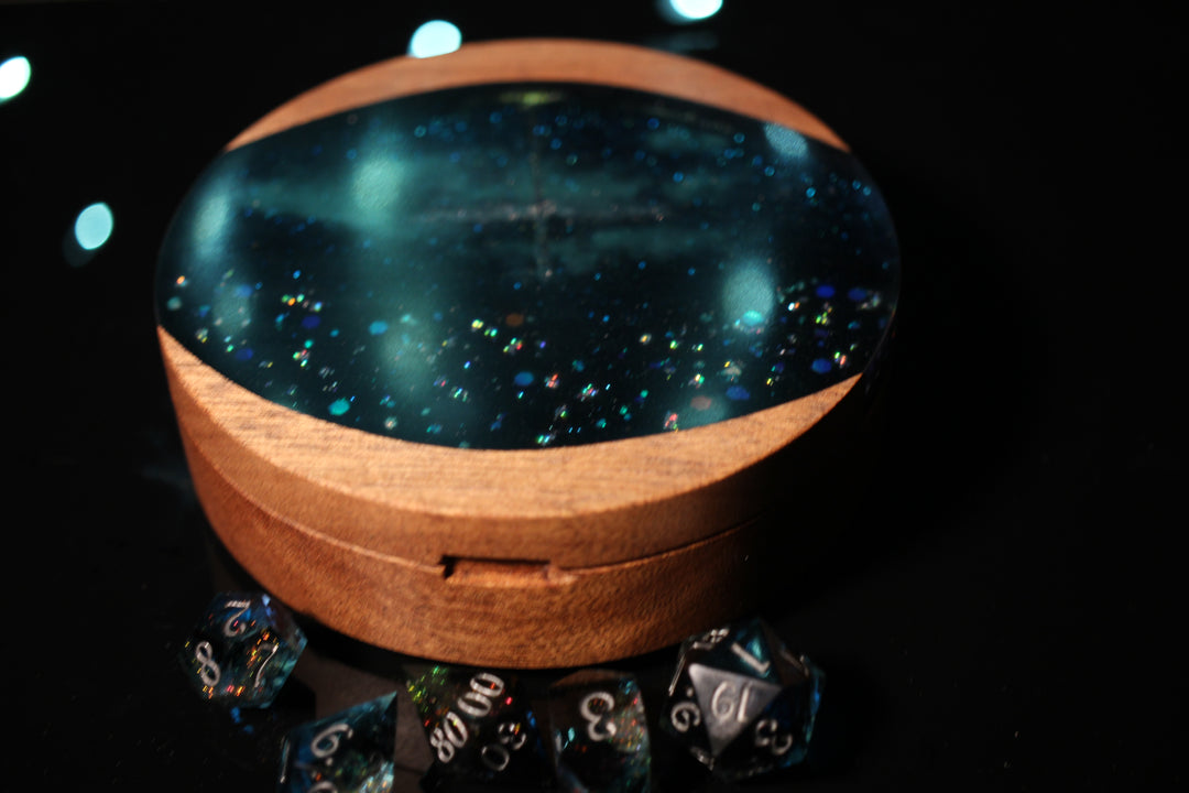 Shooting Star Wood and Epoxy Dice Box for Dungeons and Dragons or Any Dice Game