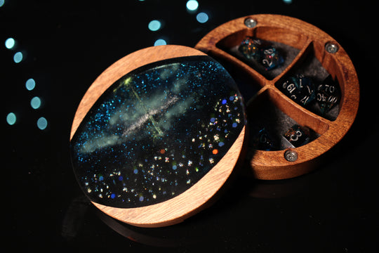 Shooting Star Wood and Epoxy Dice Box for Dungeons and Dragons or Any Dice Game