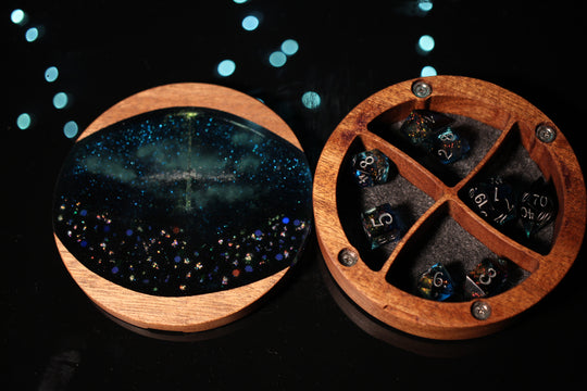 Shooting Star Wood and Epoxy Dice Box for Dungeons and Dragons or Any Dice Game