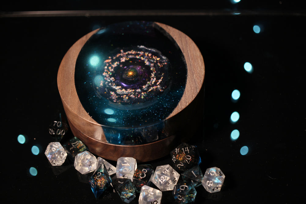 Cosmic Wonder Wood and Epoxy Dice Box for Dungeons and Dragons or Any Dice Game