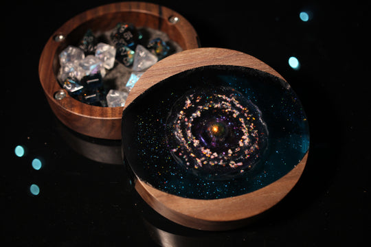 Cosmic Wonder Wood and Epoxy Dice Box for Dungeons and Dragons or Any Dice Game