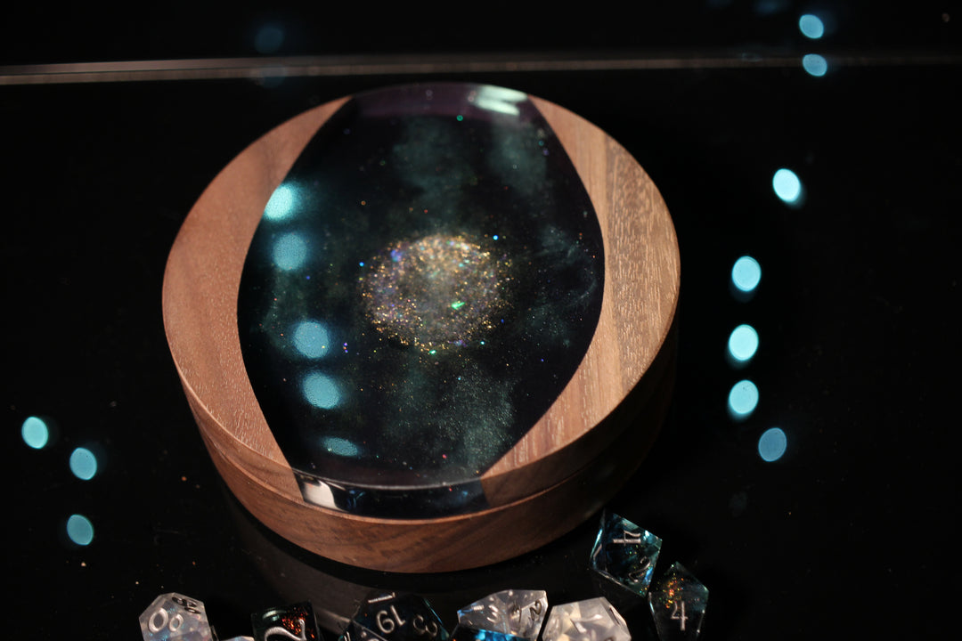Alien Moon Wood and Epoxy Dice Box for Dungeons and Dragons or Any Dice Game
