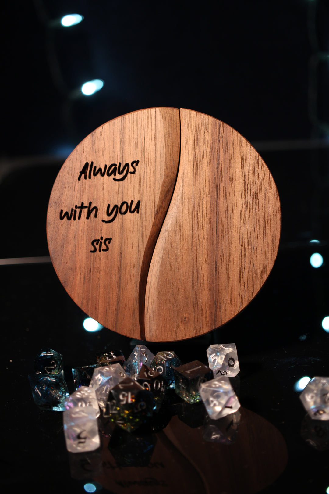 Always With You Sis Wood and Epoxy Dice Box for Dungeons and Dragons or Any Dice Game