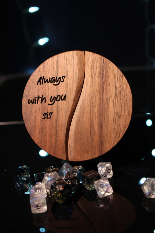 Always With You Sis Wood and Epoxy Dice Box for Dungeons and Dragons or Any Dice Game