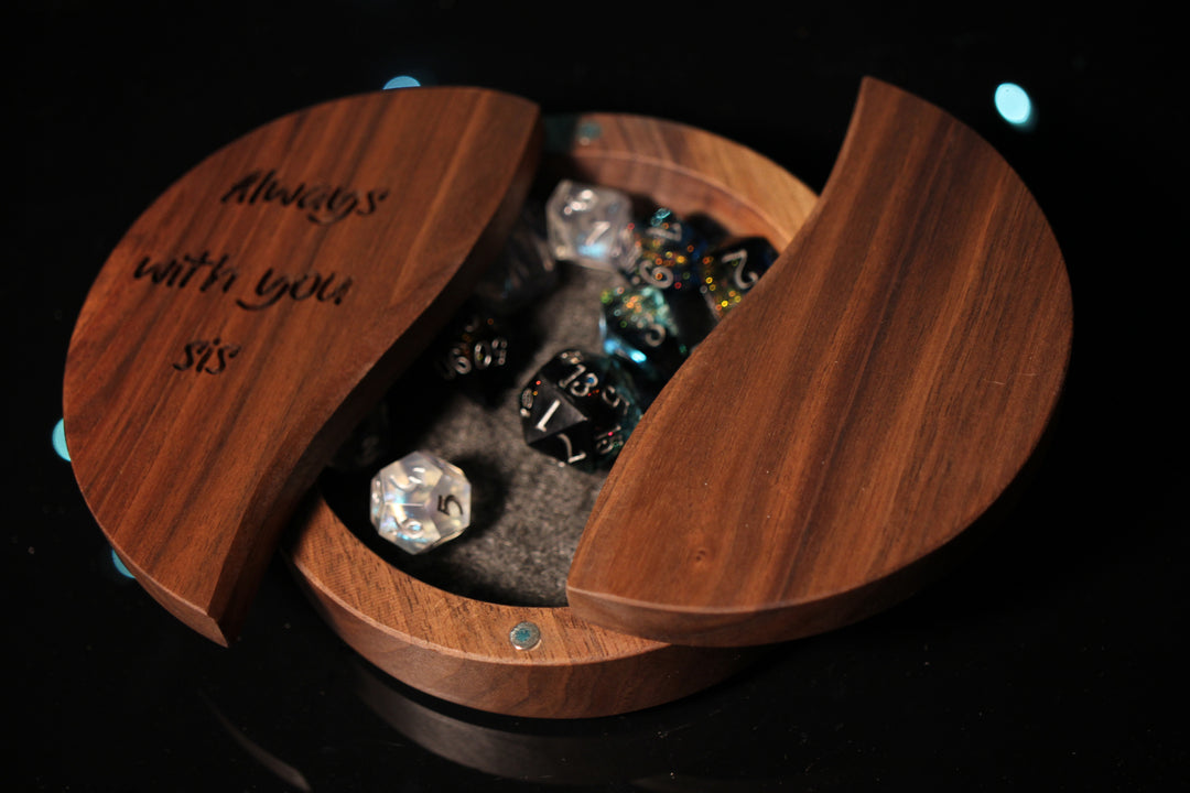 Always With You Sis Wood and Epoxy Dice Box for Dungeons and Dragons or Any Dice Game
