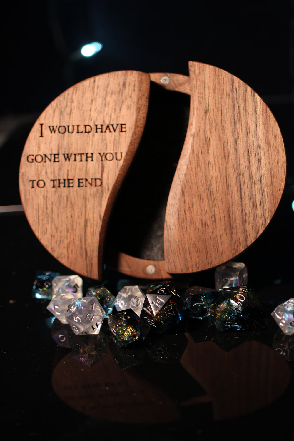 I Would Have Gone WIth You to the End Wood and Epoxy Dice Box for Dungeons and Dragons or Any Dice Game