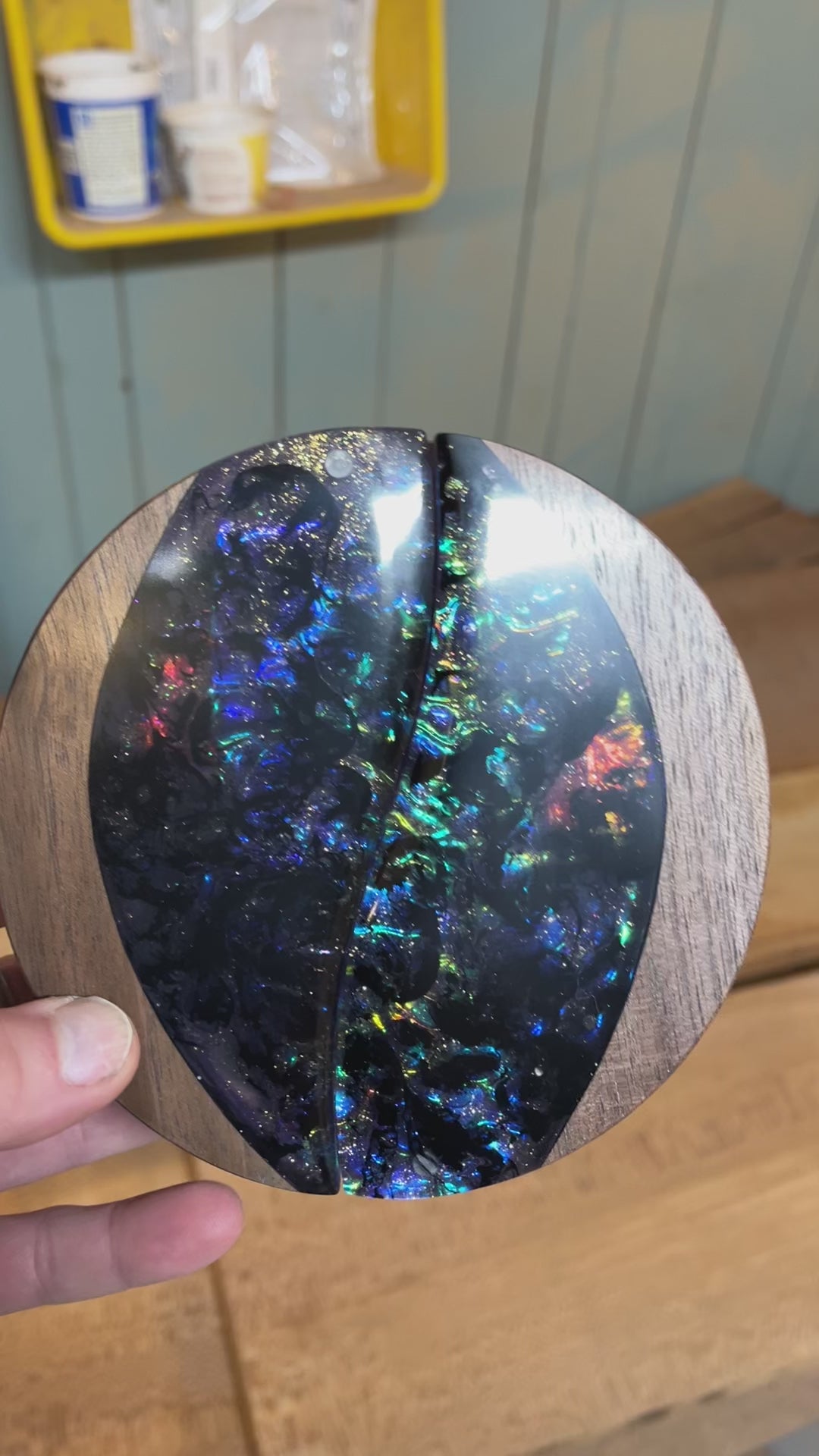 Chaotic Iridescence Wood and Epoxy Dice Box for Dungeons and Dragons or Any Dice Game